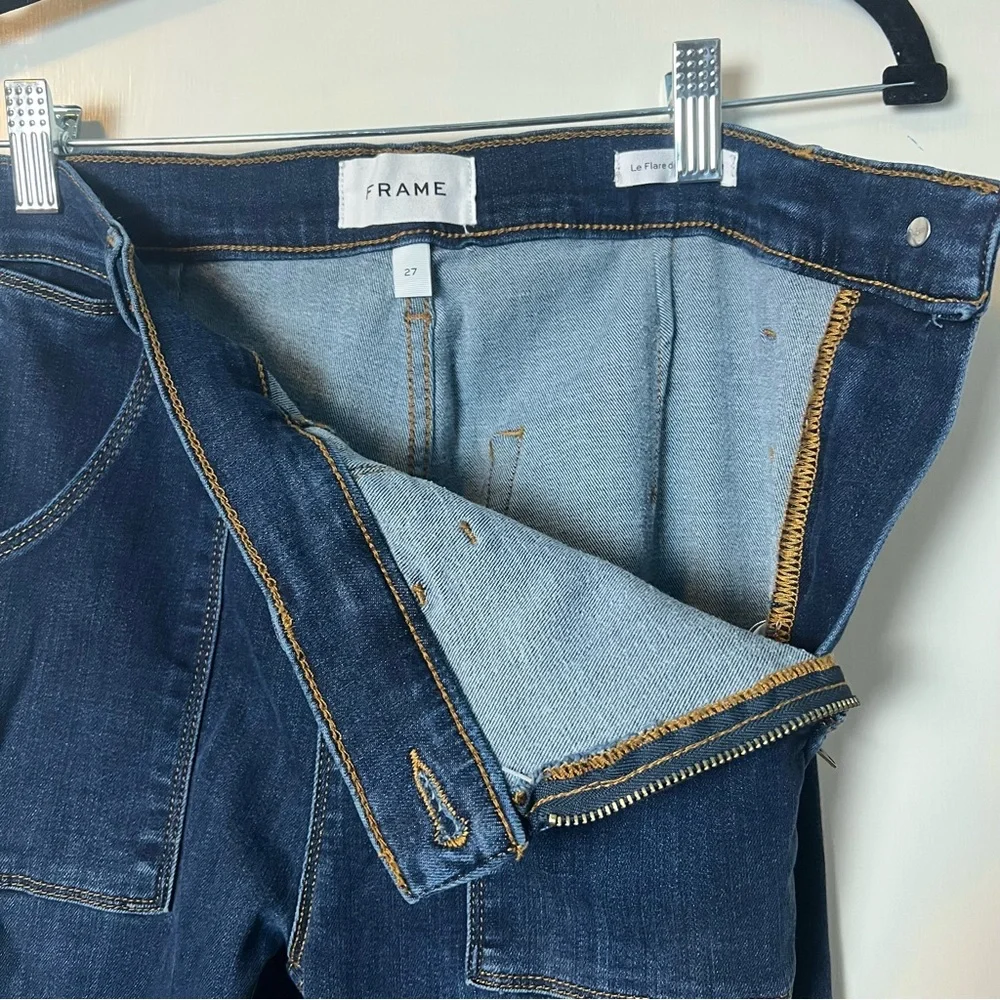Frame Le Flare de Françoise High Rise Flare Jeans Lemmie Dark Wash‎ Sz 27